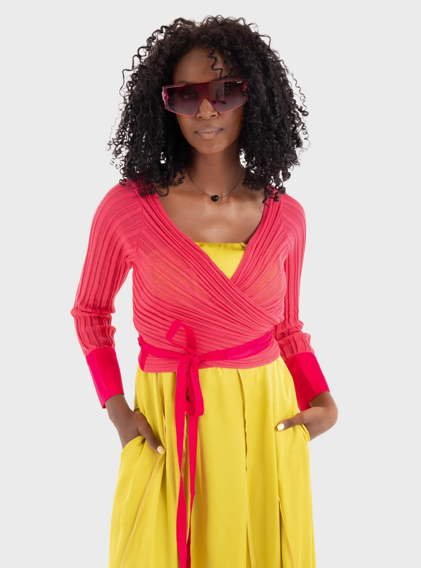 Ioanna Kourbela " TheTime Is Now" Cardigan  - Hot Pink