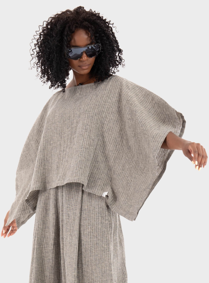 Ioanna Kourbela Linen Touch' Top - Grey