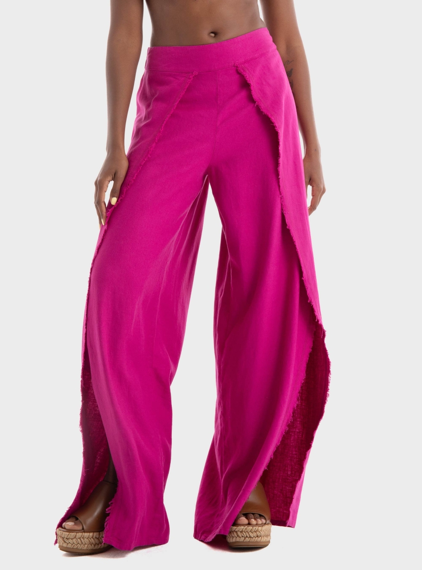 Ioanna Kourbela Fringed Linen' Trousers - Magenta
