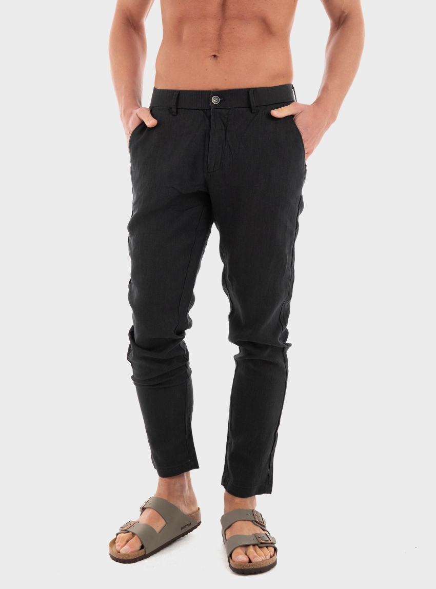 Gianni Lupo Linen Pants - Black