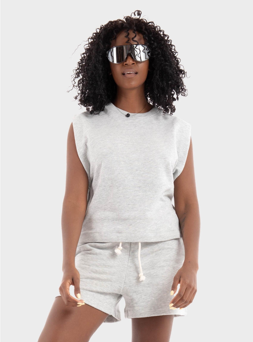 JJXX Vicky Relaxed Sleeveless Sweater - Light Grey Melange