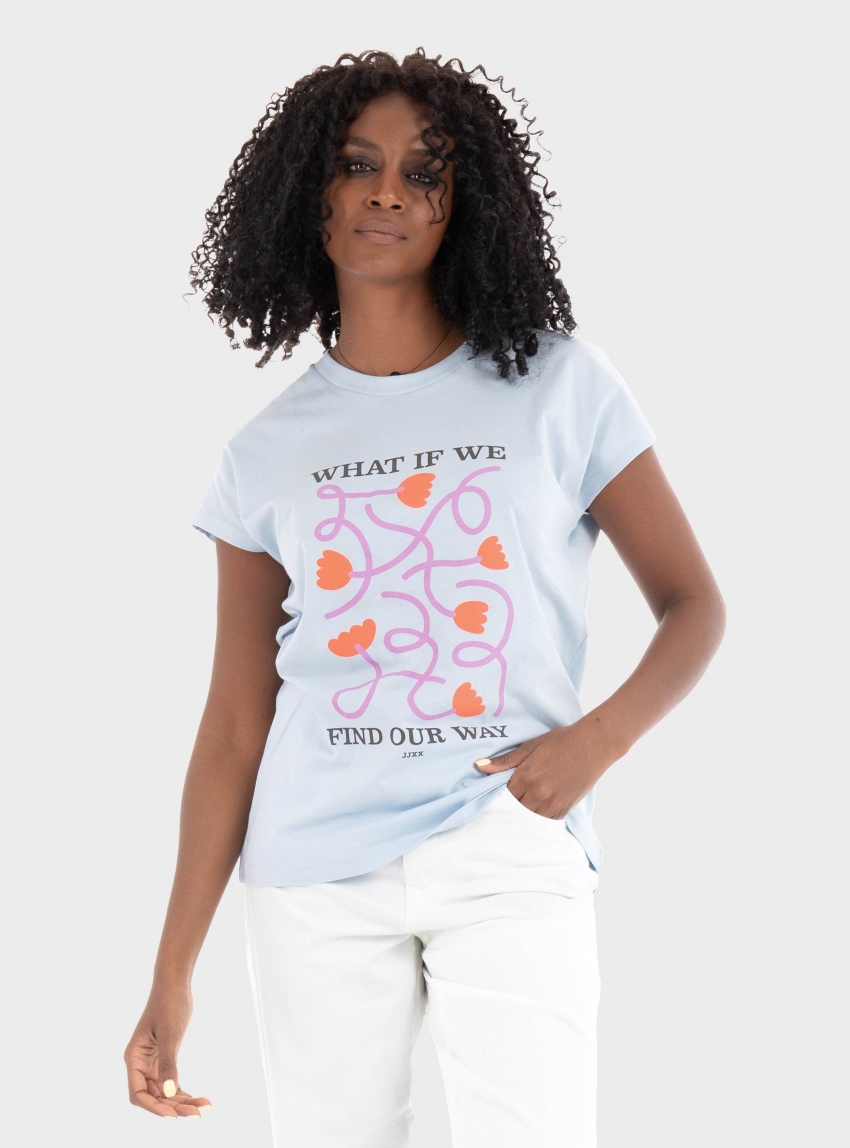 JJXX Astrid Boxy Print Tee - Light Blue