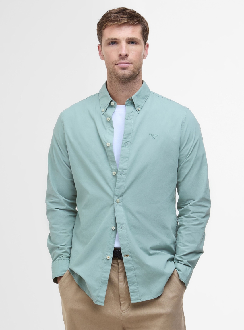Barbour Garment Dyed Tailored Long-Sleeved Shirt - Light Aquamarine