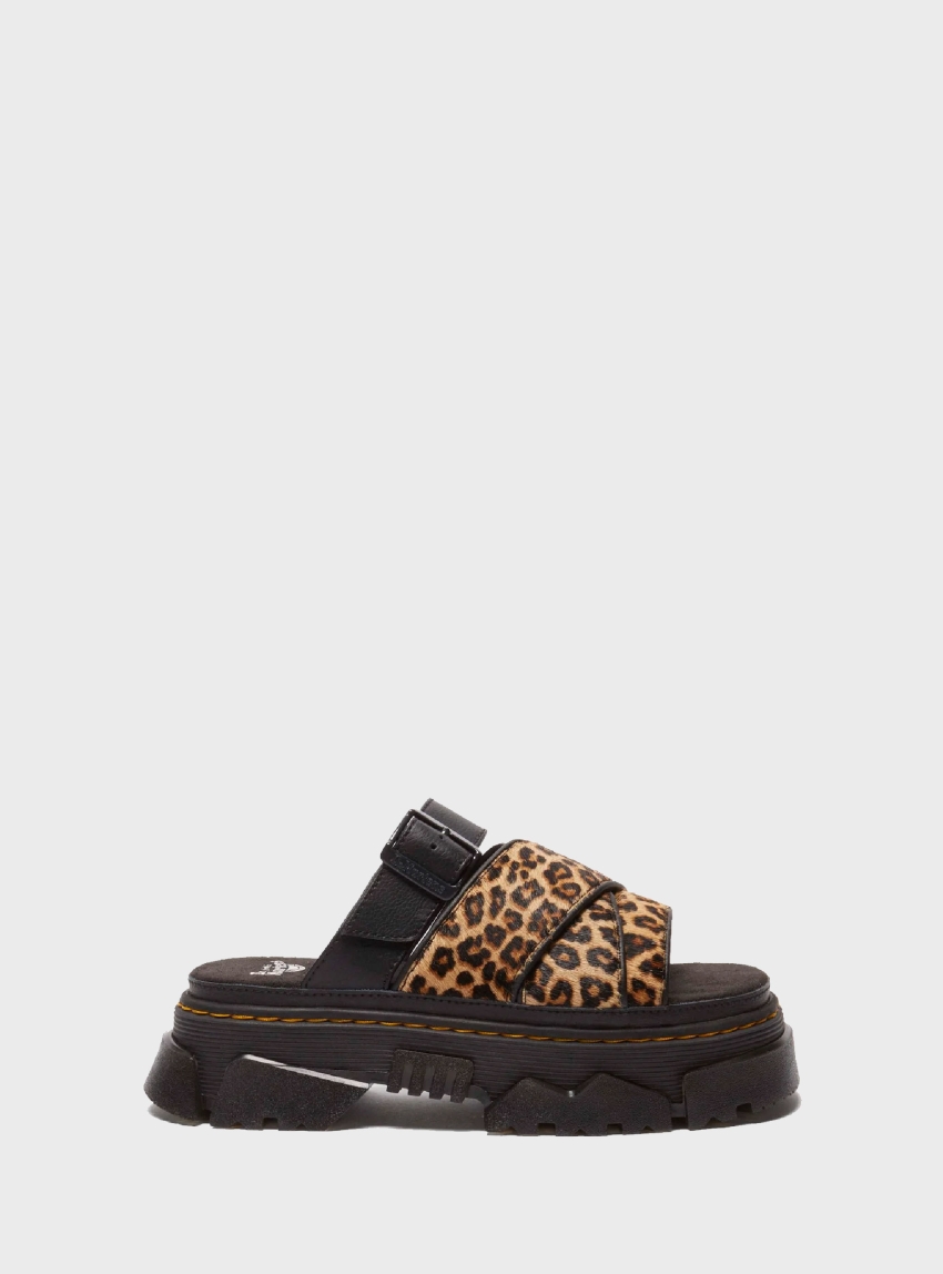 Dr Martens Mattison Leopard Slide Sandals - Leopard Print