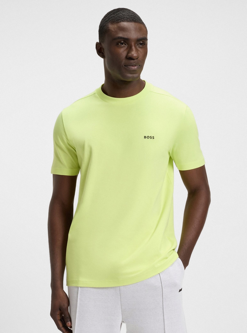 BOSS Regular Fit Contrast Logo T-Shirt Tee - Lime