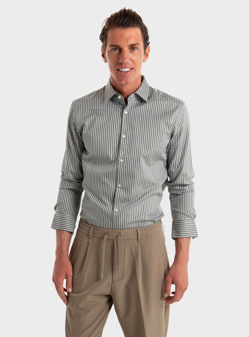 HUGO Slim-Fit Shirt In Easy-Iron Cotton Poplin Kenno - Dark Green