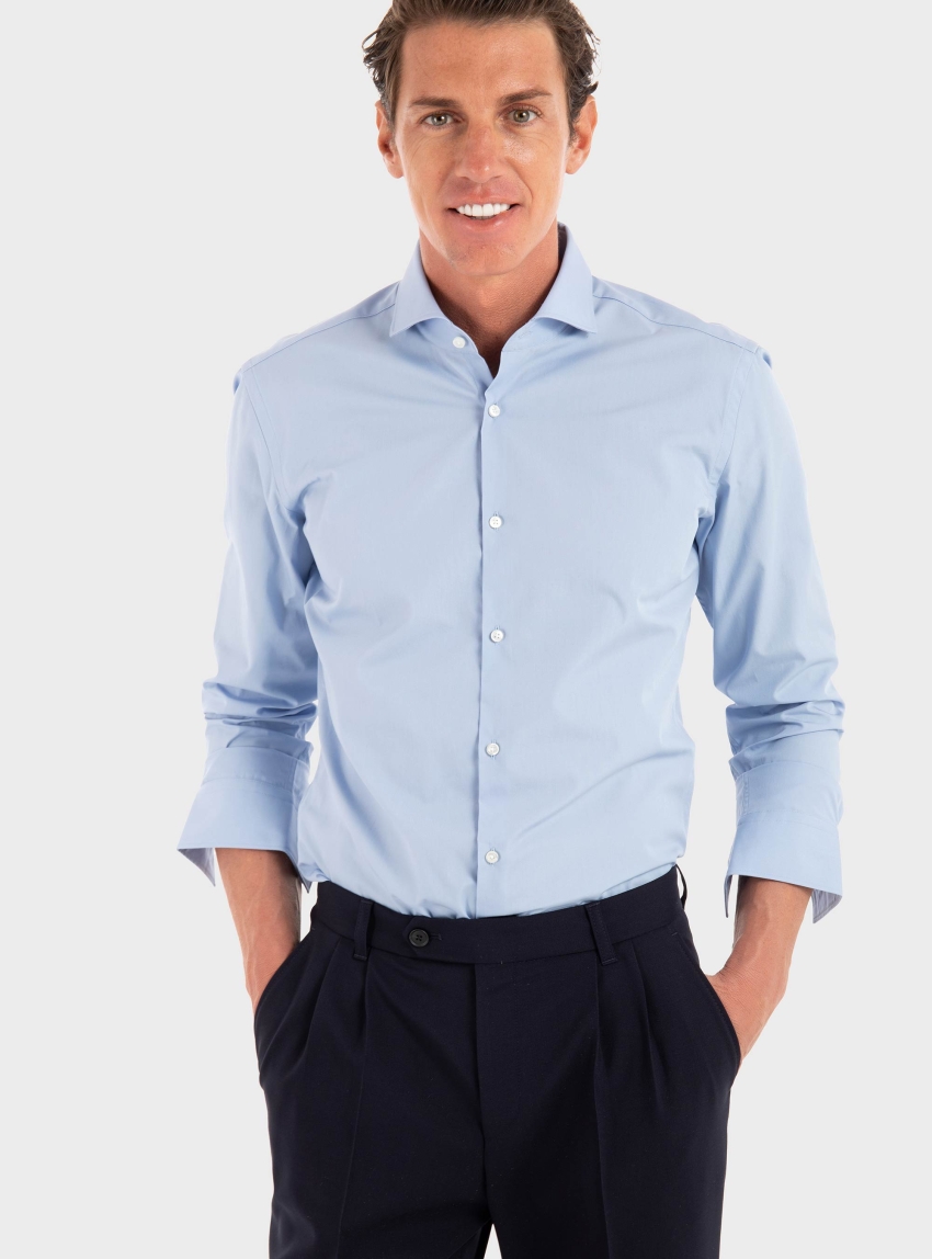 HUGO Slim-Fit Shirt In Easy-Iron Cotton Poplin C-Jason - Light Blue