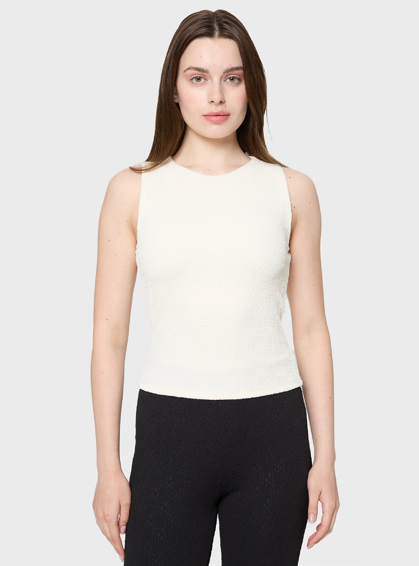 HUGO Slim Fit Top Daironi - Ecru