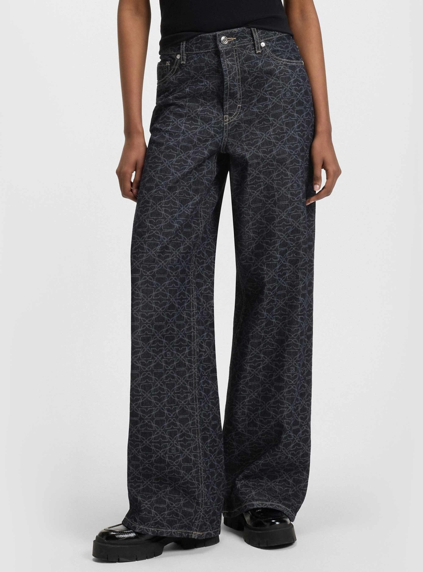 HUGO Super-Wide-Leg Jeans In Monogram Laser-Print Denim  937_13 - Denim