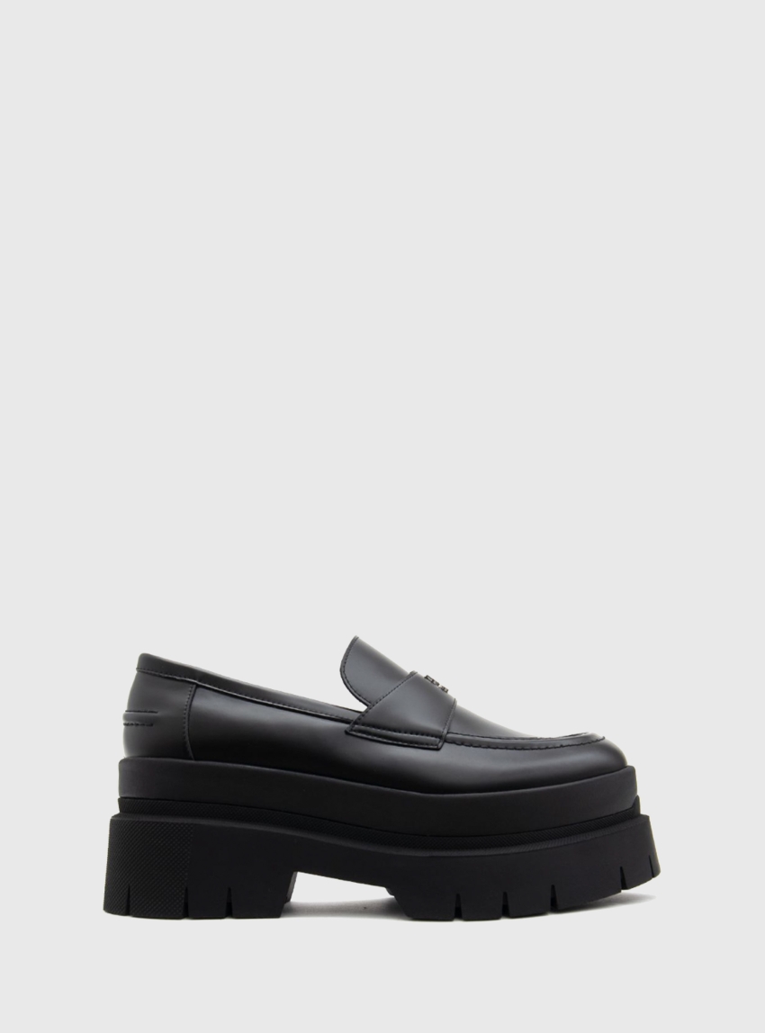 HUGO Leather Loafers With Buckled Strap Kris_PltLoafer_BROM - Black