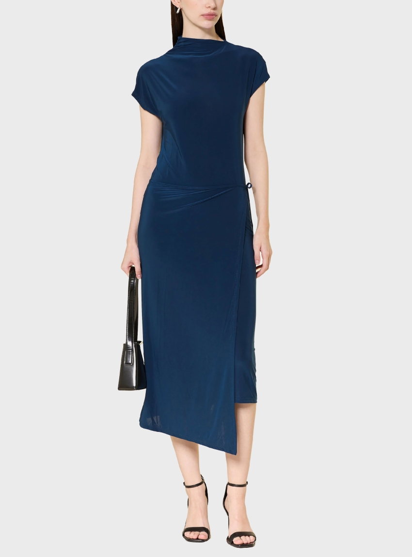 Calvin Klein Fitted Wrap Midi Dress - Blue