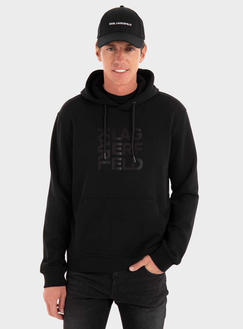 Karl Lagerfeld Satin Logo Hoodie - Black