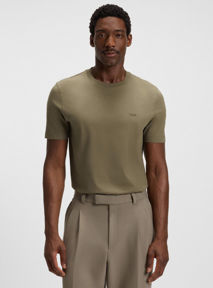 BOSS Regular Fit Logo Detail T-Shirt Thompson 01 - Light Brown