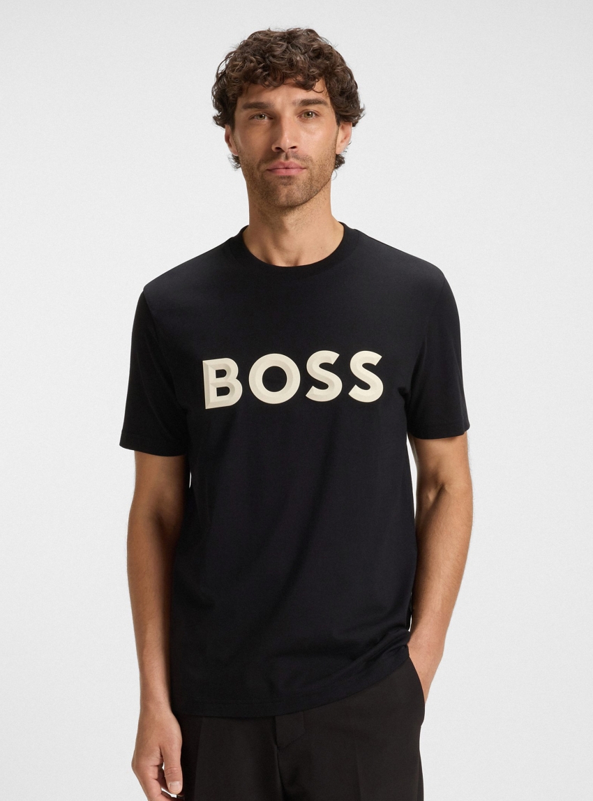 BOSS Regular Fit Logo T-Shirt Tee Iconic Zone - Black