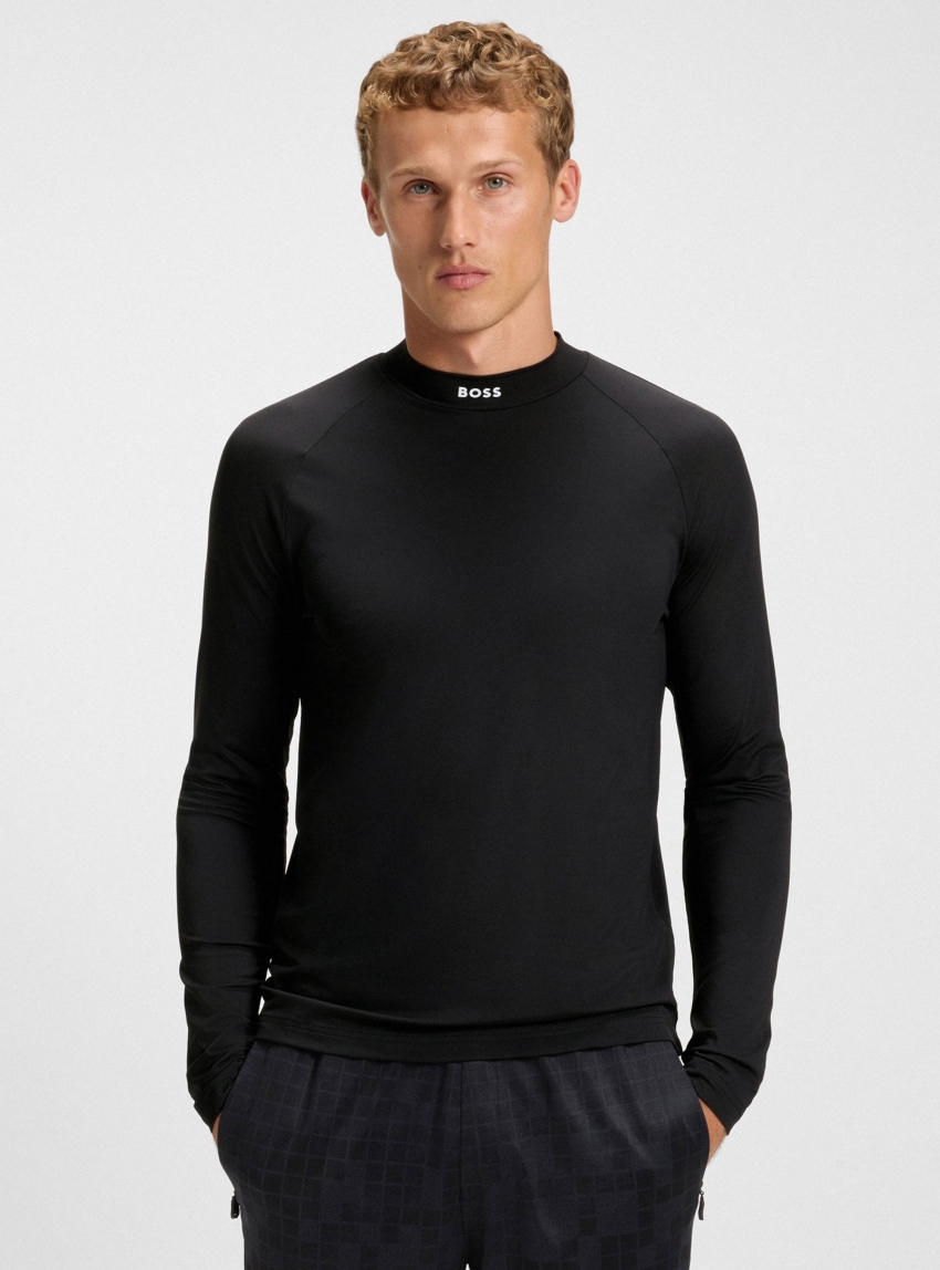 BOSS Slim Fit Stand Collar Blouse Tock Active - Black