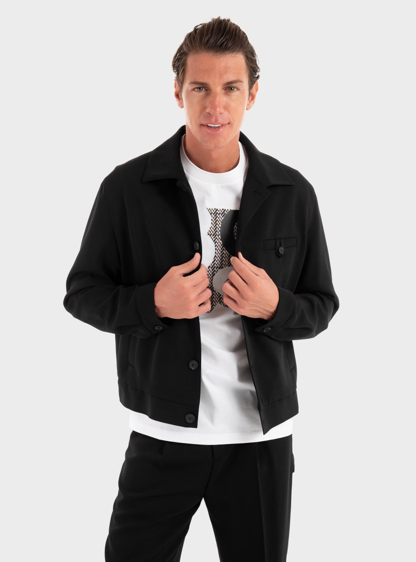 HUGO Slim-Fit Jacket In Wool-Blend Juliano254F1X - Black