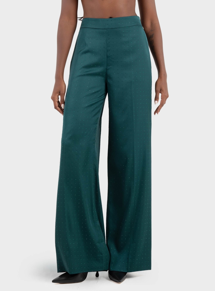 HUGO Relaxed Wide Leg Trousers Hasela-1 - Dark Green