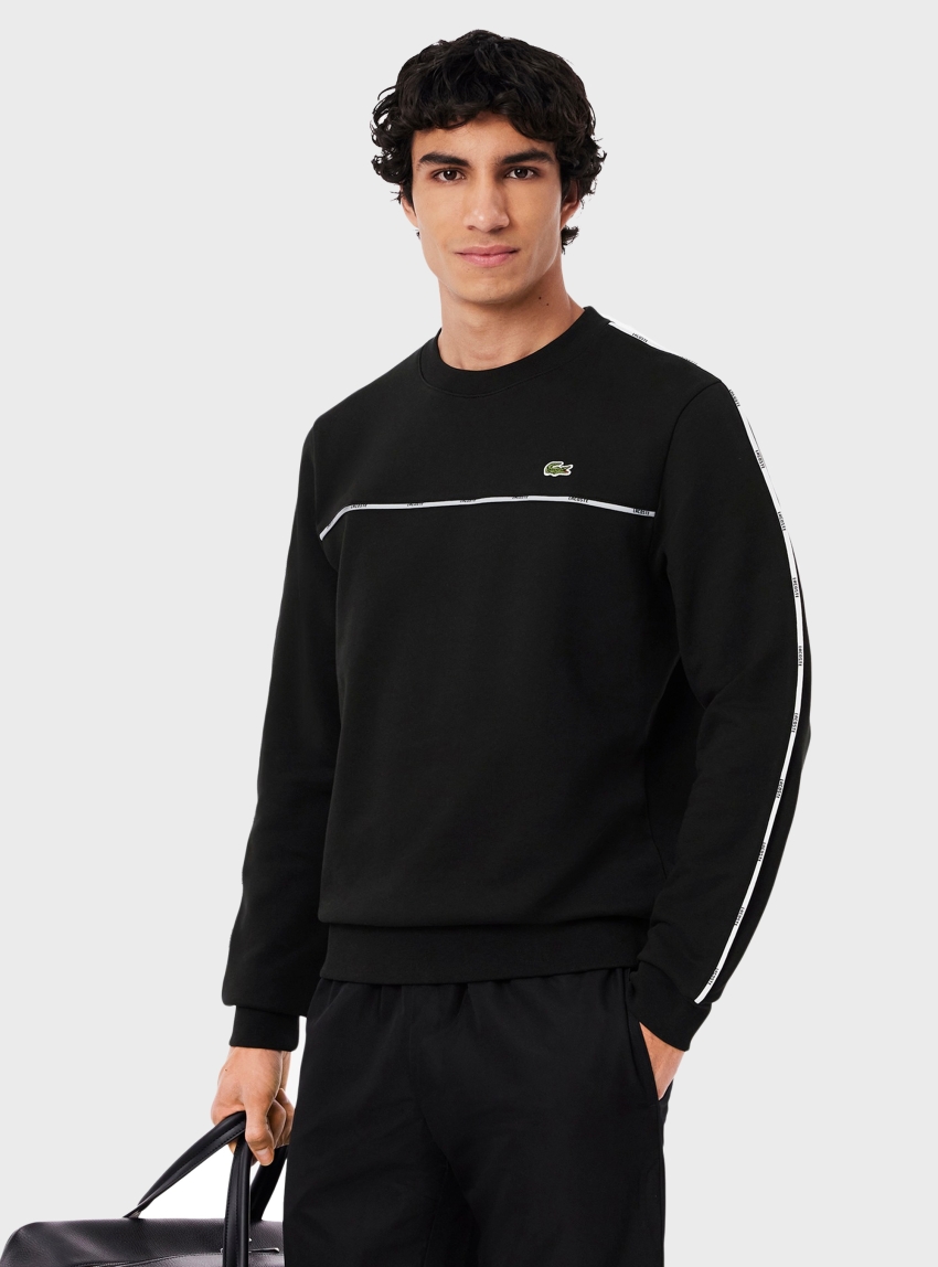 Lacoste Logo Trim Fleece Sweatshirt - Black