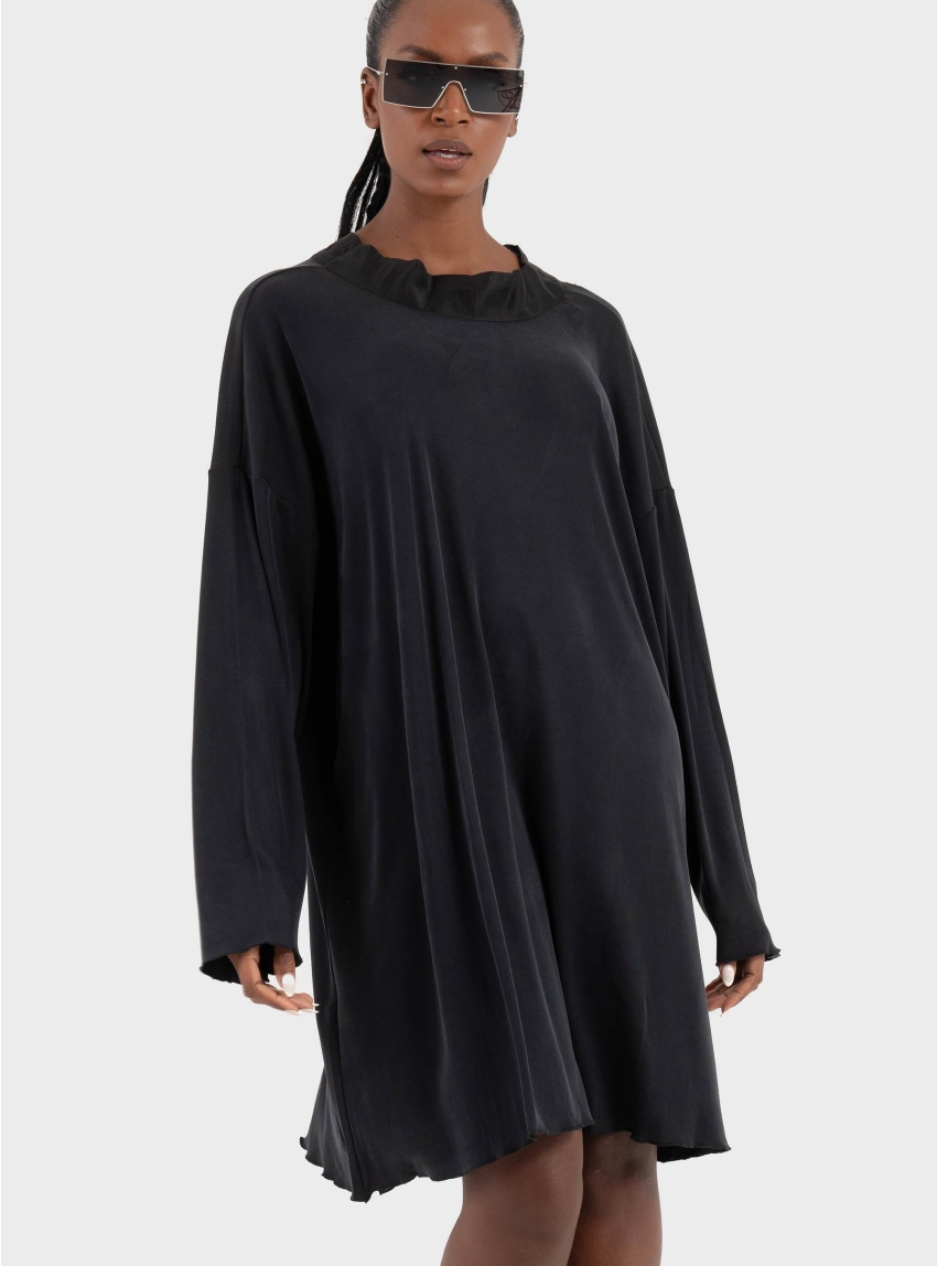 Ioanna Kourbela 'Eso Delicate' Mini Dress With High Neck And Tie - Black