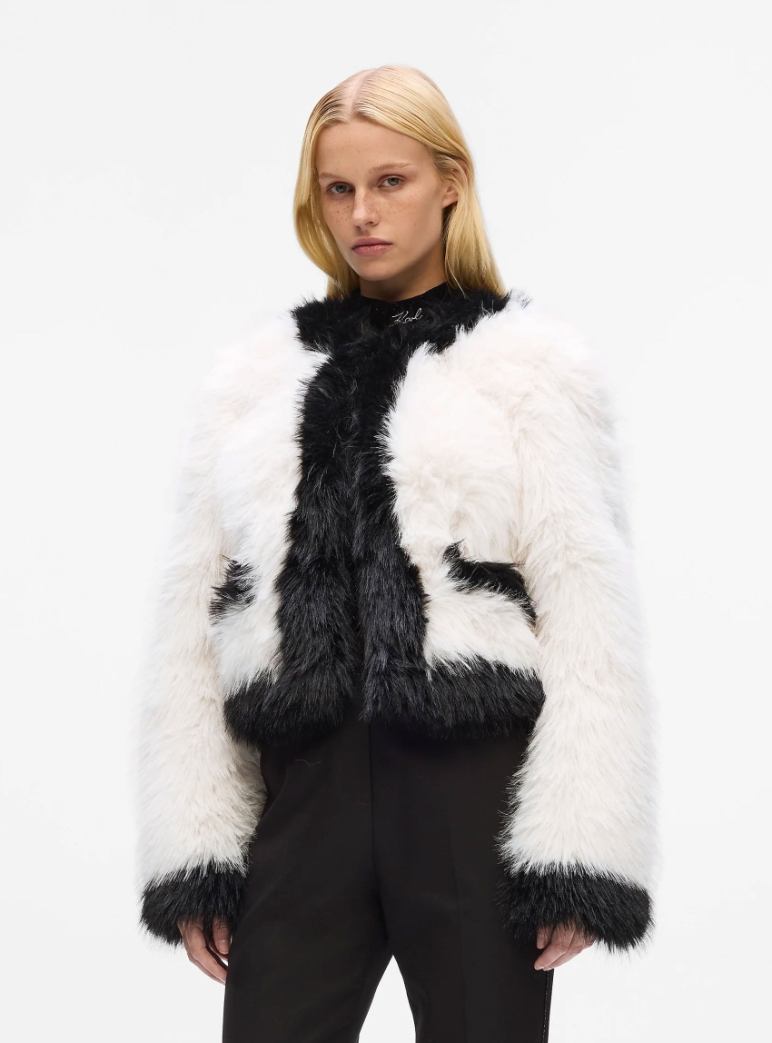 Karl Lagerfeld Faux Fur Jacket - White