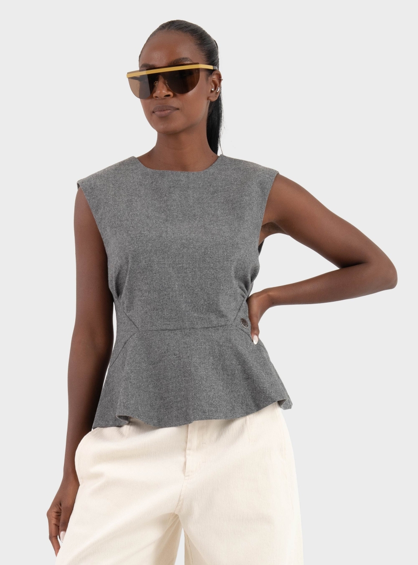 Karl Lagerfeld Flannel Top - Medium Grey Melange