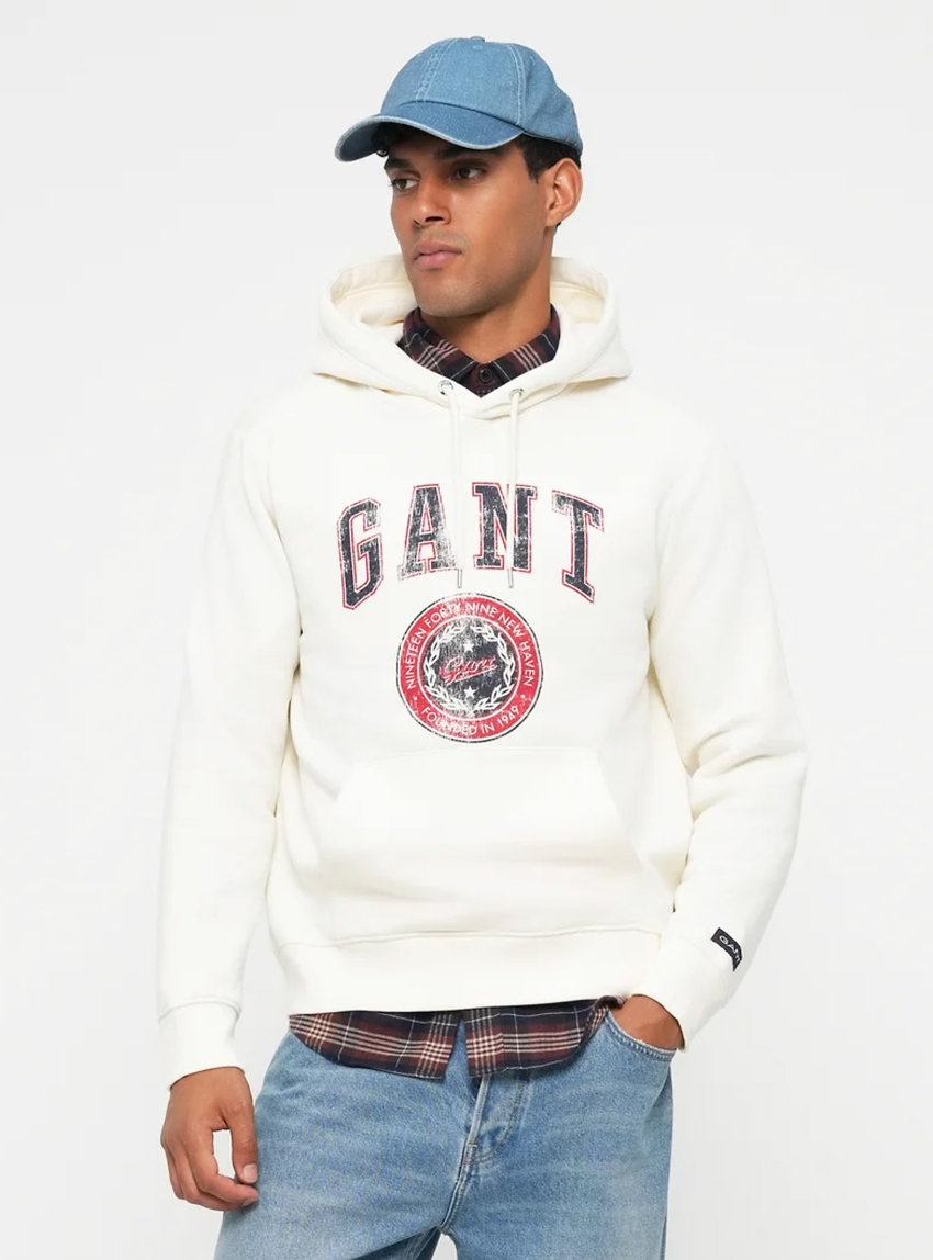 Gant Crest Graphic Hoodie - Cream