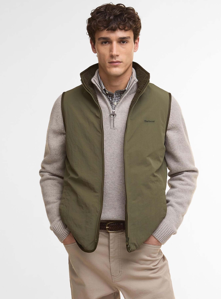 Barbour Reversible Fleece Gilet - Light Olive