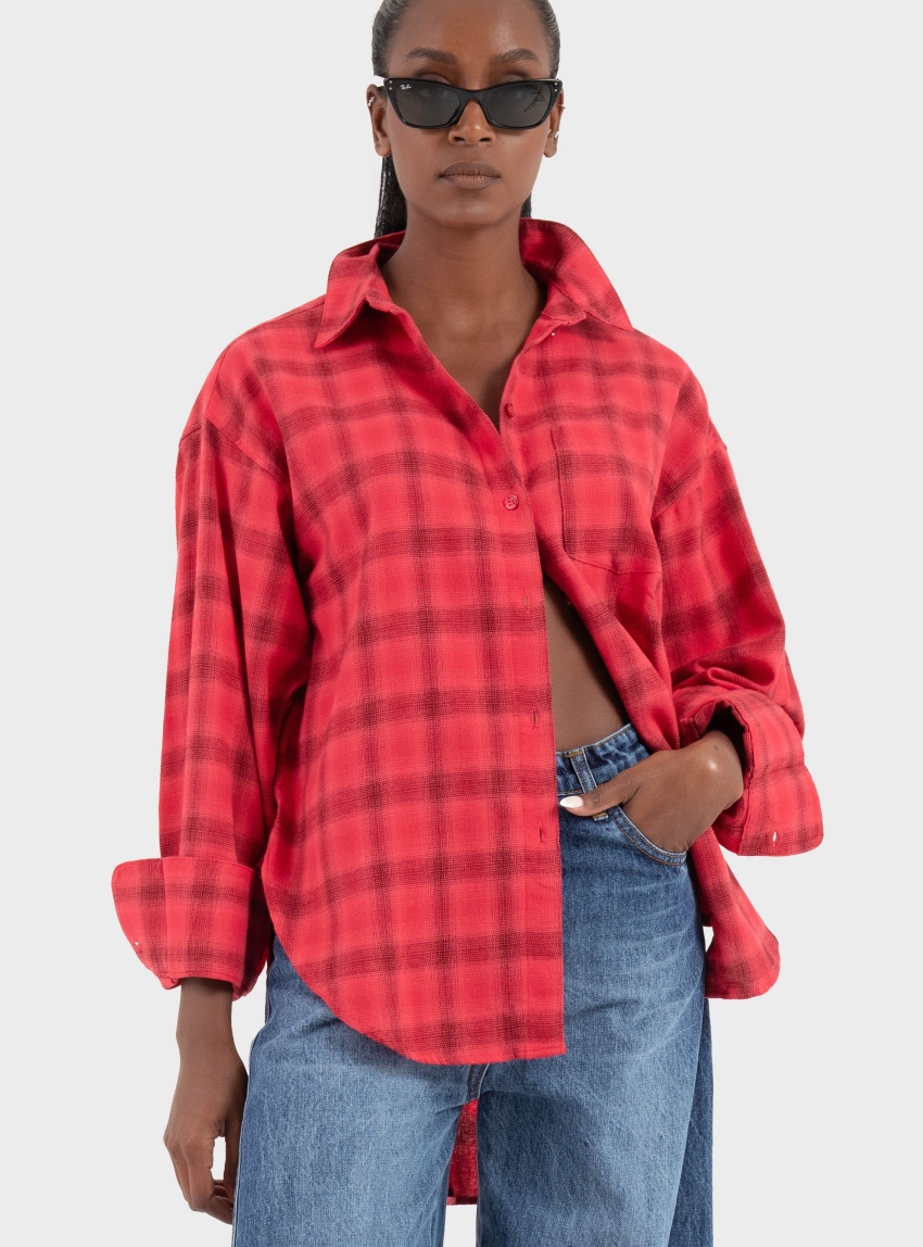 JJXX Jamie Flannel Loose Shirt - Red