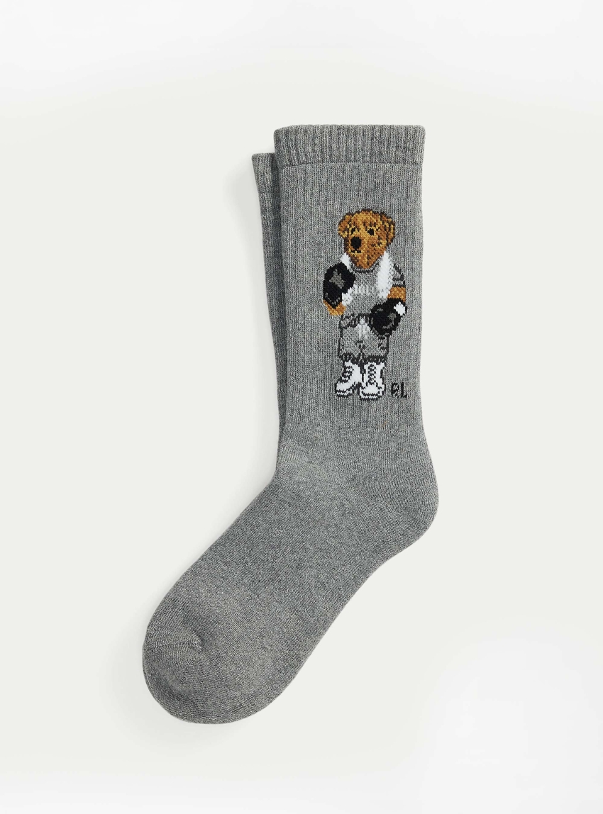 Polo Ralph Lauren Polo Bear Cotton-Blend Crew Socks - Grey Melange