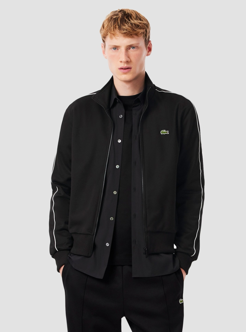 Lacoste Paris Pique Zip Front Track Jacket - Black