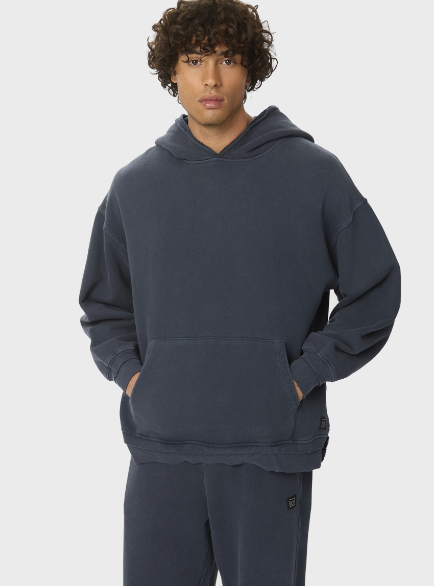 Dirty Laundry Relaxed Hoodie With Rib Details - Blue