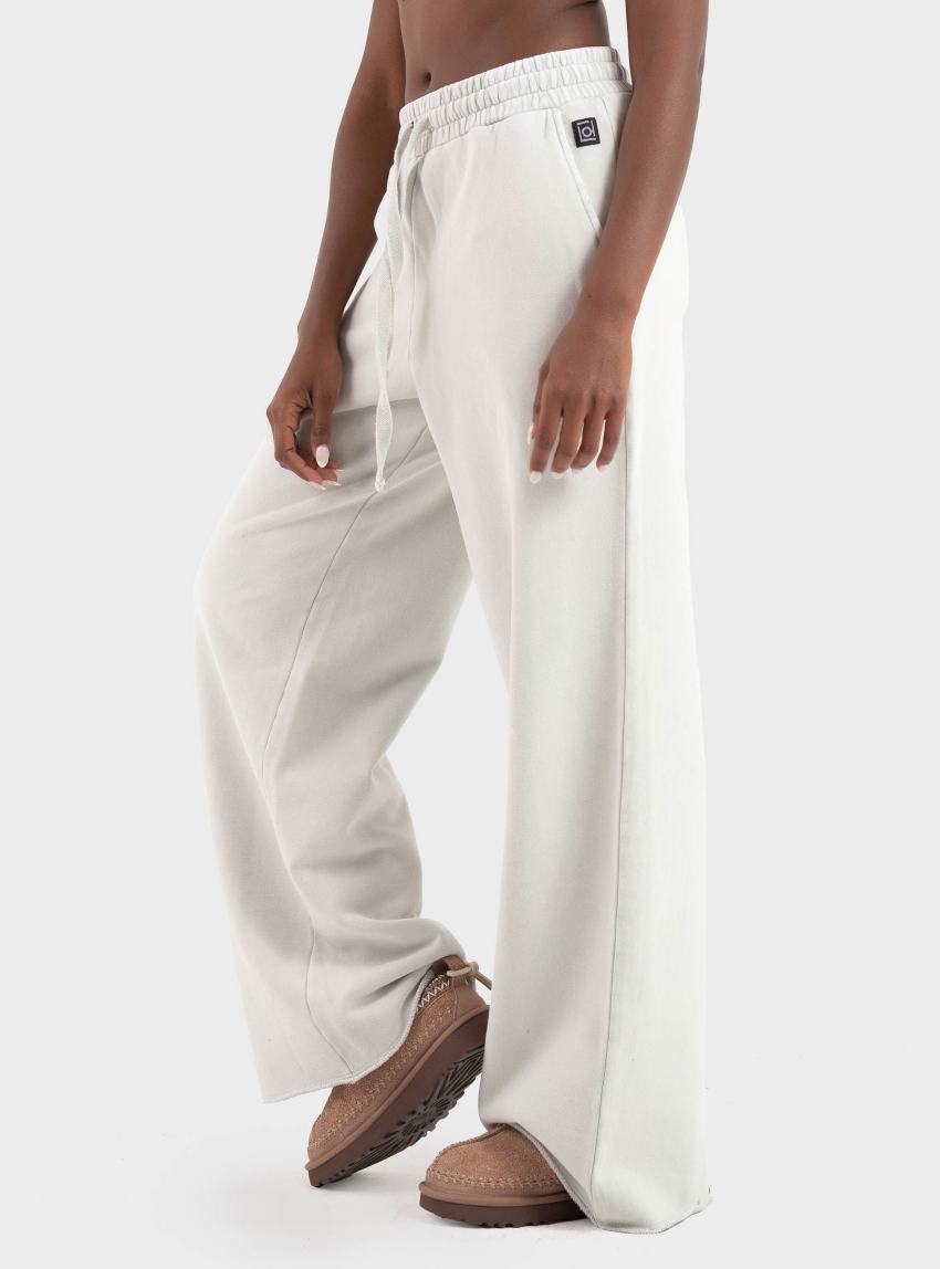 Dirty Laundry Wideleg Sweatpants With Raw Edges - Beige