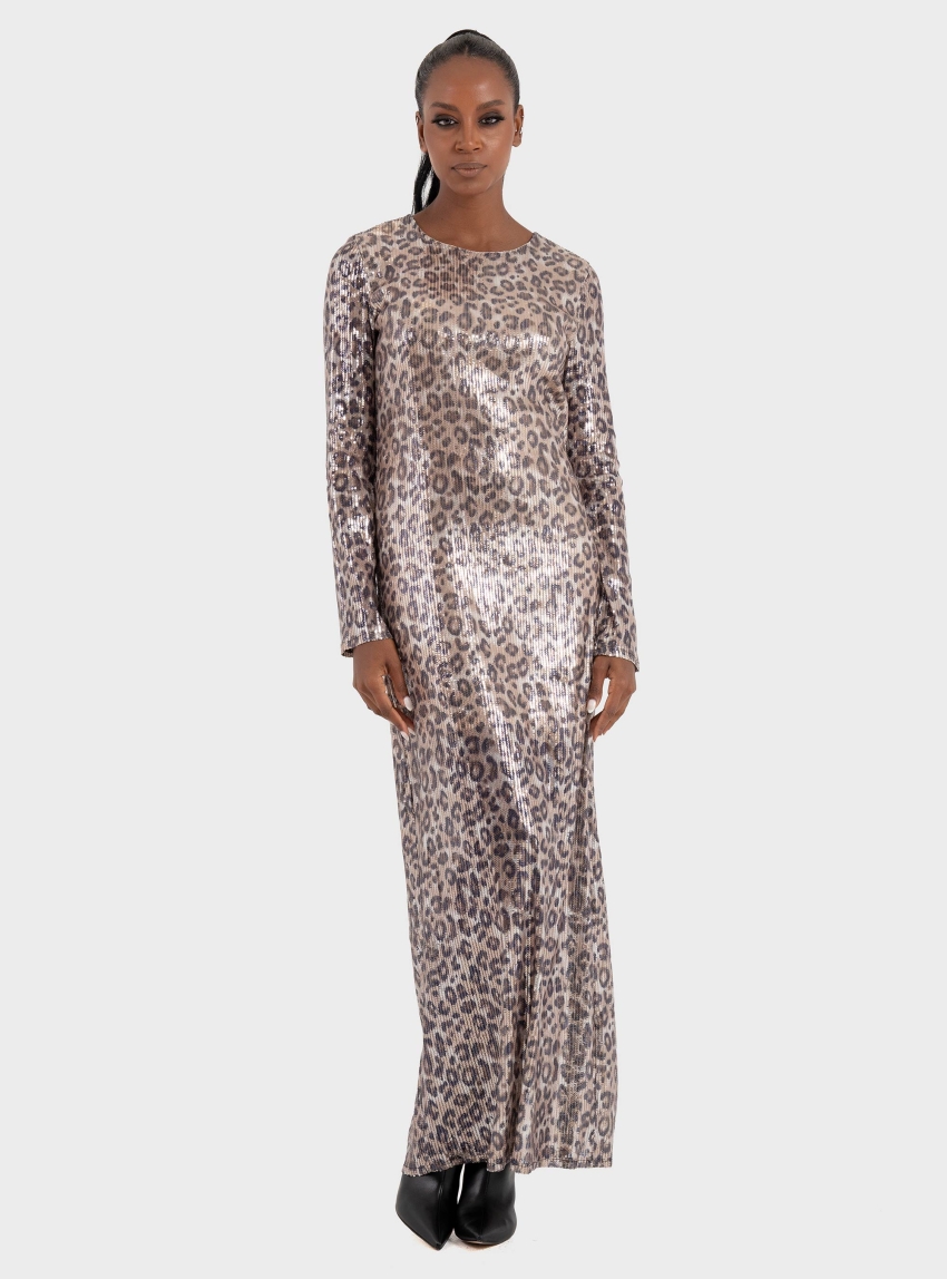 JDY by ONLY Leona Sequin Long Dress - Brown