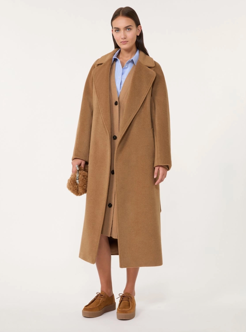 Weekend Max Mara Long wool and alpaca coat TEMPERA - Camel