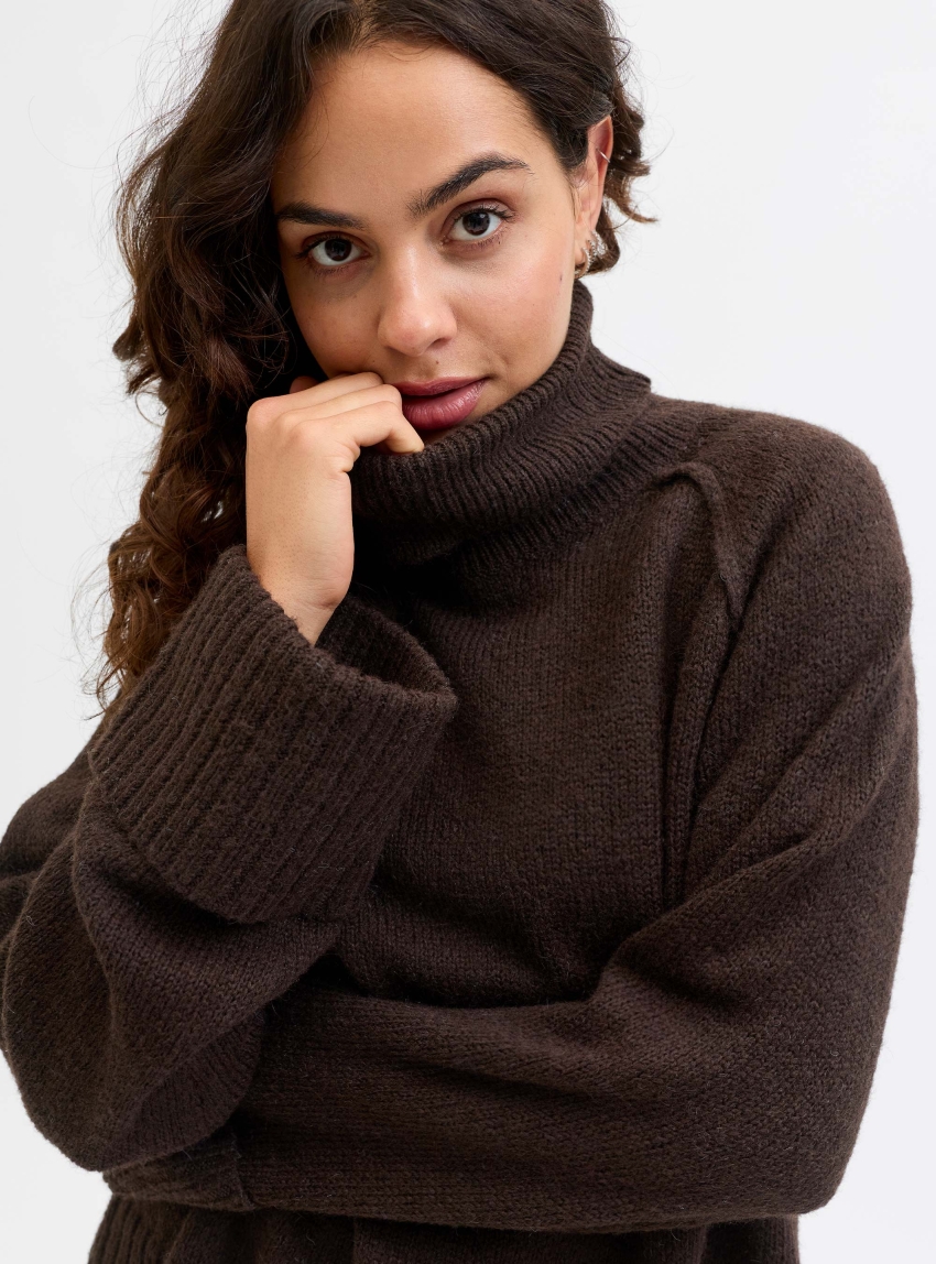 JJXX Ellinora Raglan Roll Neck Knit - Brown