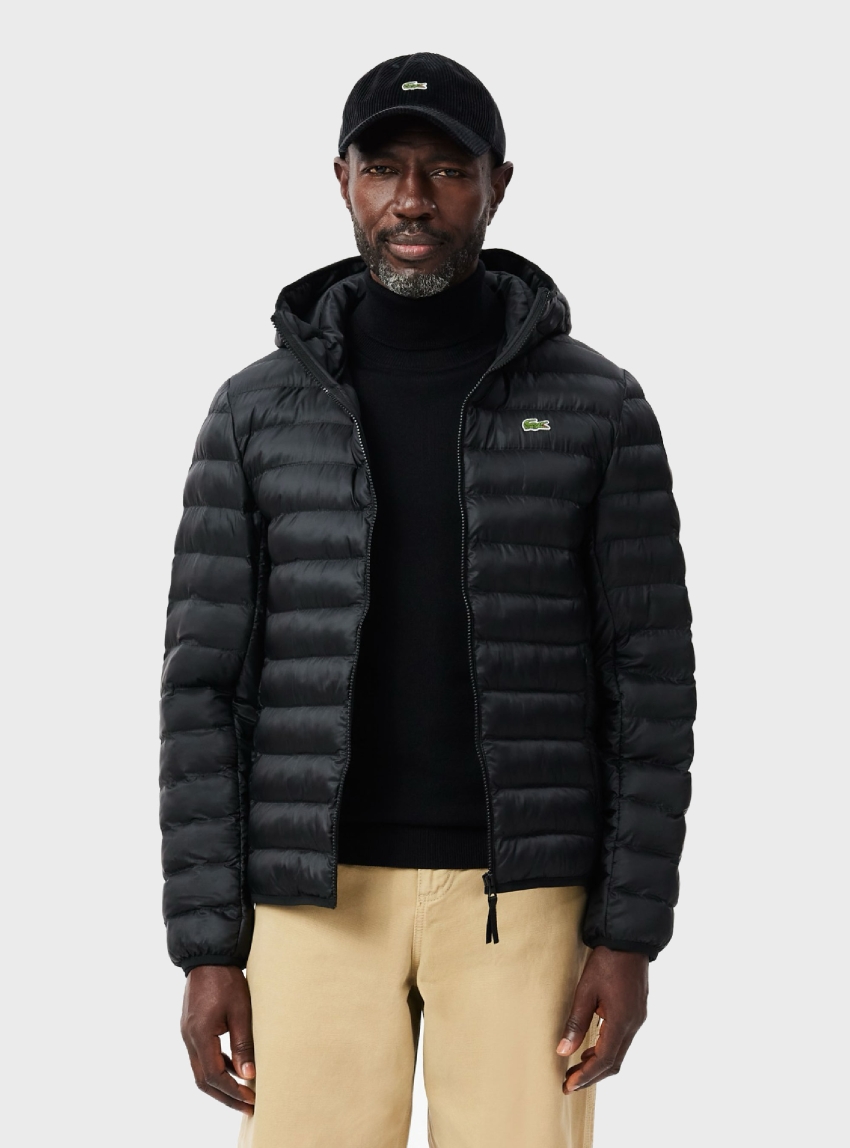 Lacoste Water-Repellent Quilted Puffed Jacket - Black