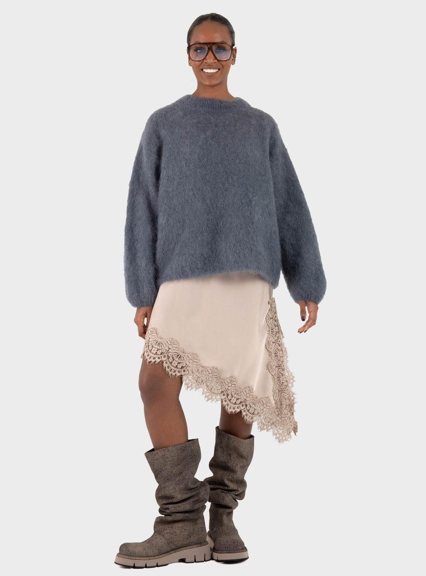 Souvenir Dress With Mohair Pullover - Grey