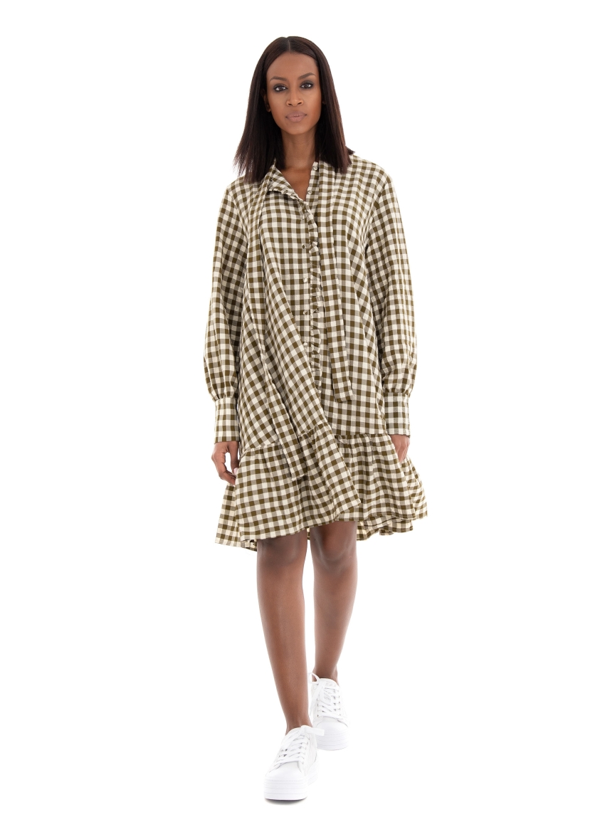 Selected Short Ruffle Dress Lucilla - Olive